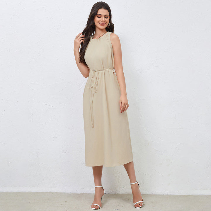 Robe mi-longue pour femme avec cordon élégant et ourlet flottant Levoire