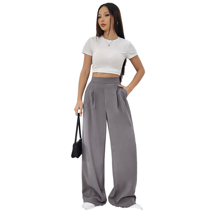 Pantalons larges élégants pour femmes avec taille haute et plis Levoire