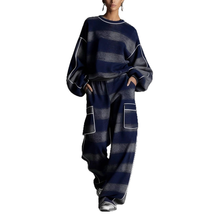 Costume décontracté pour femmes avec design rayé et poches profondes Levoire
