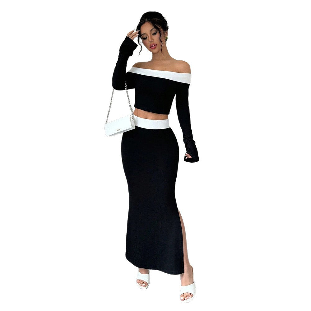 Ensemble de haut court et de jupe maxi pour femmes avec design décolleté Levoire