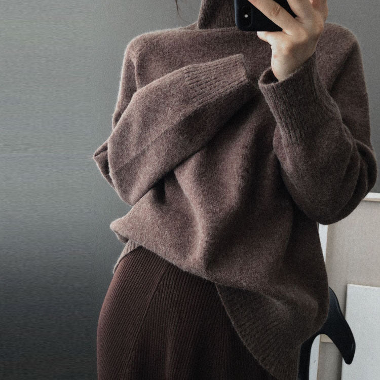 Levoire | Tendance Mode Femme En Tricot Avec Col Haut Braun Une taille