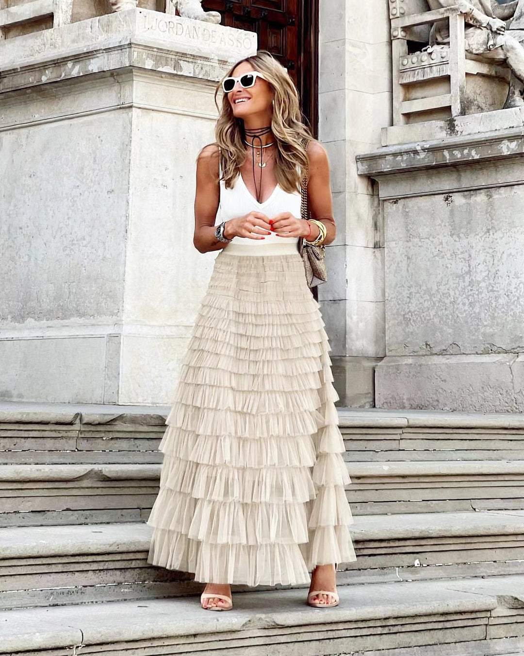 Levoire | Jupe Tendance En Tüll Abricot