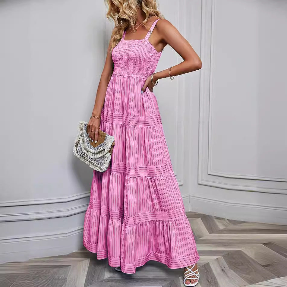 Robe plissée maximaliste pour femmes avec dessus élastique et jupe volumineuse Levoire