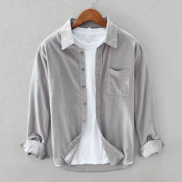 Levoire | Chemise Pour Hommes À Manches Longues Et Boutons Gris clair