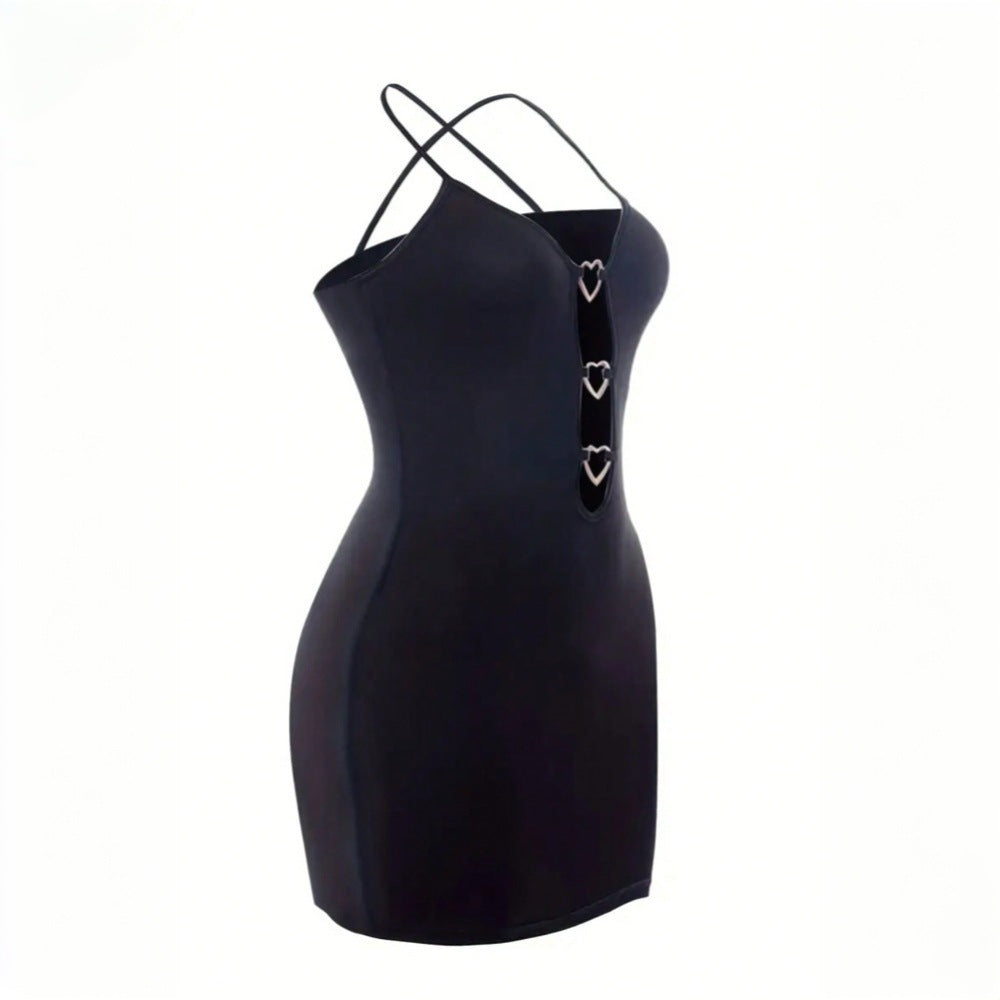 Robe mini ludique pour femmes avec des découpes en forme de cœur et des bretelles délicates Levoire