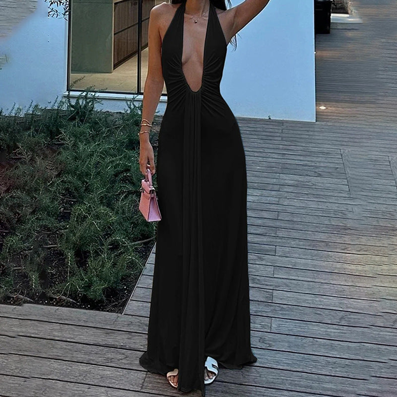 Robe maxi pour femme avec décolleté en V profond et effet drapé sophistiqué Levoire