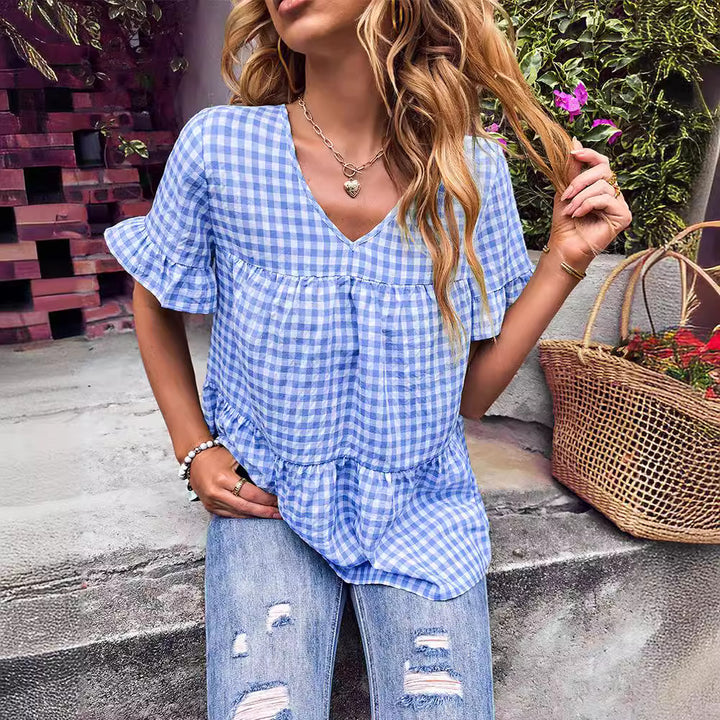 Blouse pour femmes avec décolleté en V et manches volantes Levoire