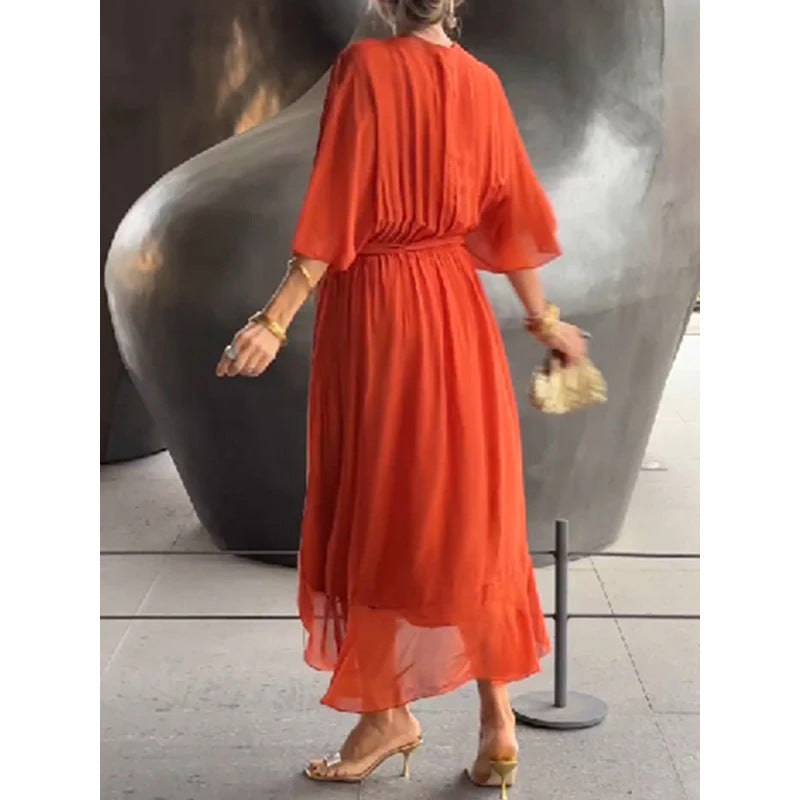 Levoire | Robe Midi Avec Décolleté En V Et Manches Amples