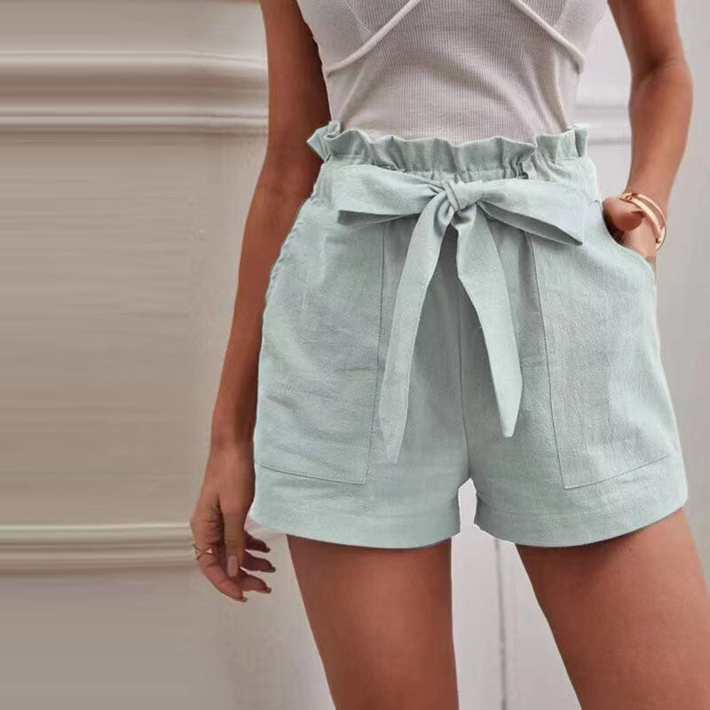 Levoire | Short Décontracté De Couleur Unie Vert Clair