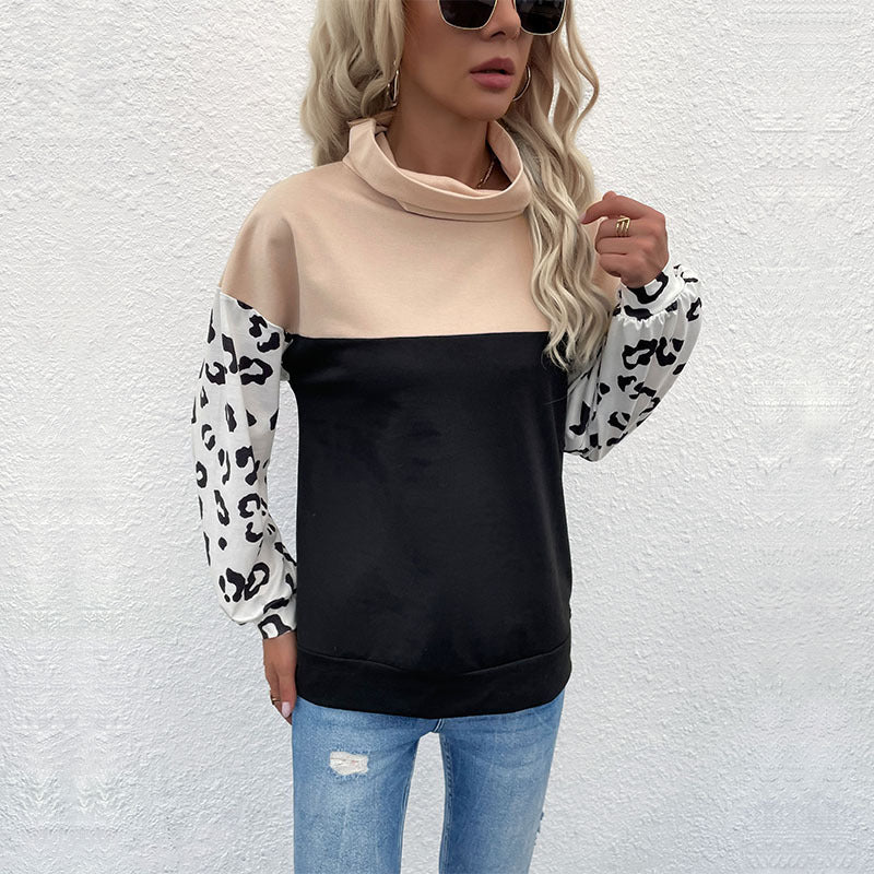 Sweat-shirt féminin à la mode avec imprimé animal et col montant Levoire