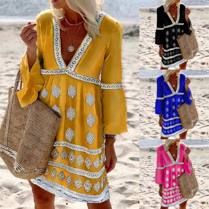 Levoire | Élégante robe midi imprimée à manches longues