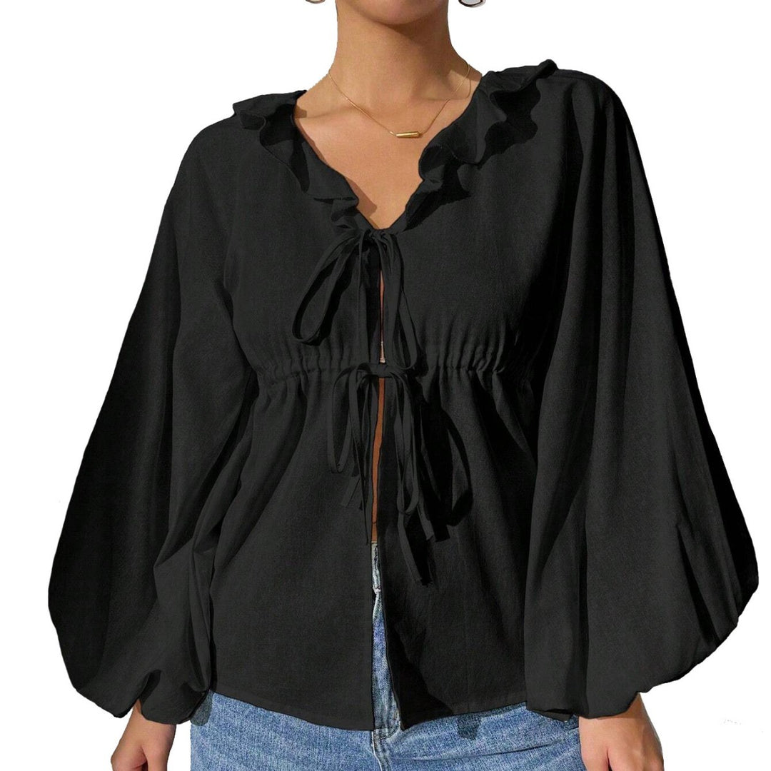 Chemisier style blouse pour femmes avec des manches volumineuses et des détails en volants Levoire