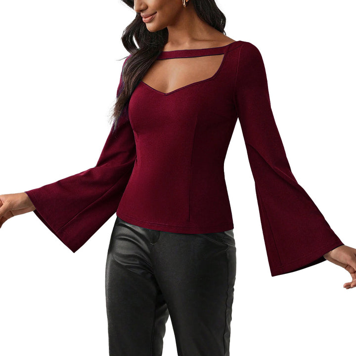 T-shirt femme avec décolleté en V profond et manches trompette élégantes Levoire