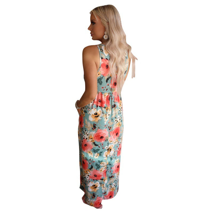 Robe maxi pour femmes avec design floral et taille élastique Levoire
