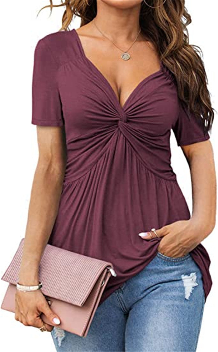 Levoire | Pull en tricot uni décontracté Lilas-rouge