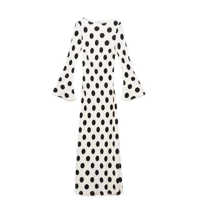 Robe maxi femme avec un motif à pois à la mode et des manches évasées Levoire