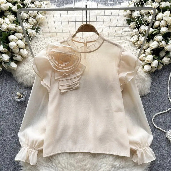 Levoire | Dolce Chiffon-blouse à manches bouffantes Abricot Taille libre