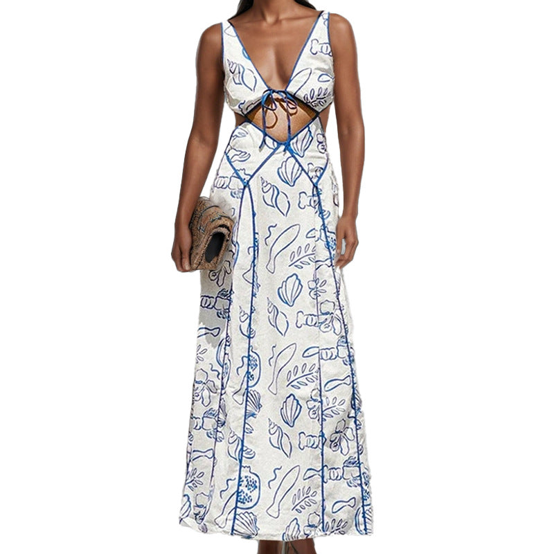 Robe maxi femme avec détail de dos tressé et motif floral Levoire