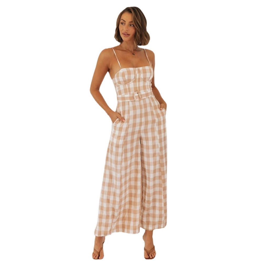 Combinaison pour femme avec motif vichy et ceinture à la taille Levoire
