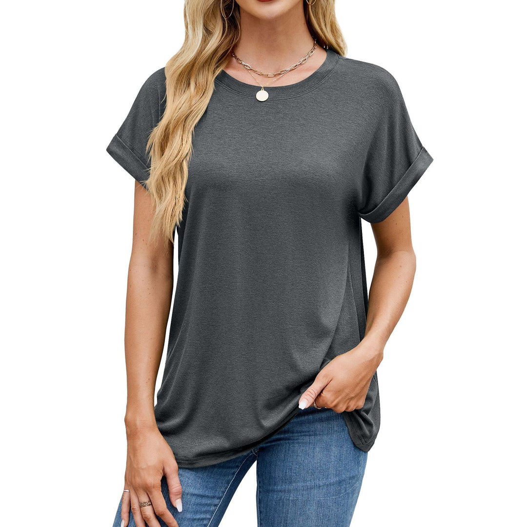 Levoire | Essentiel Uni Ronde Décontractée T-shirt Gris foncé