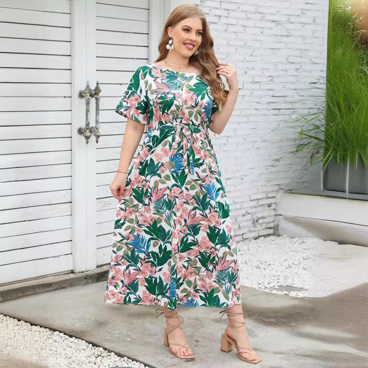Robe maxi femme avec un ruban finement conçu et un motif intemporel Levoire