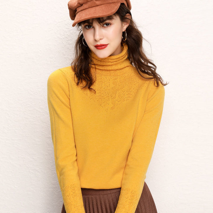 Pull pour femmes à col montant avec un motif texturé fin Levoire
