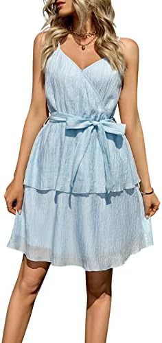 Robe d'été évasée pour femmes avec look enveloppant et volants Levoire