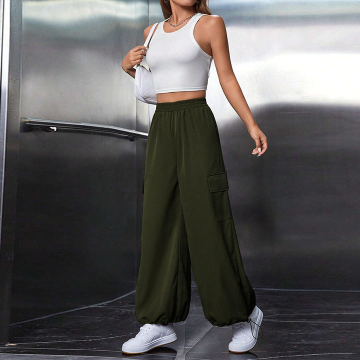 Pantalons cargo pour femmes avec taille élastique et jambes larges Levoire