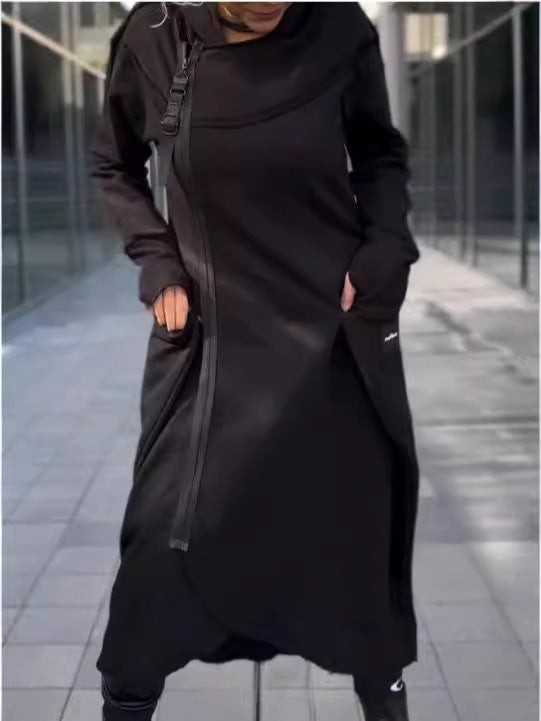 Manteau à capuche élégant pour femmes avec poches et coupe asymétrique Levoire