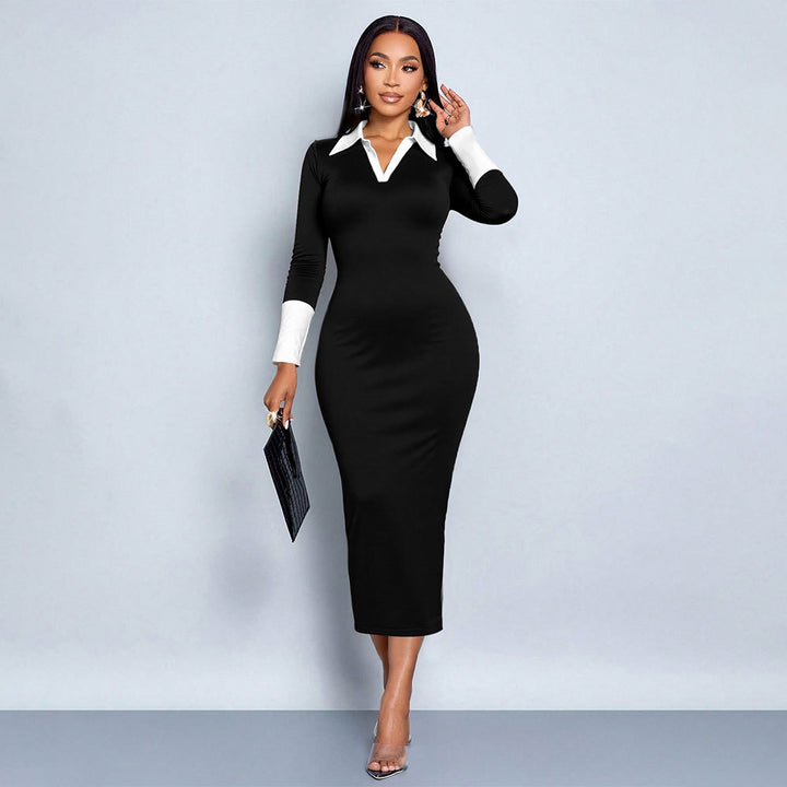 Robe midi pour femme avec col élégant et silhouette ajustée Levoire