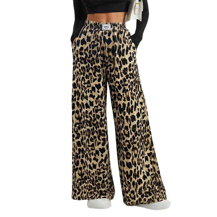 Pantalons palazzo larges pour femmes avec imprimé animal et ceinture élastique confortable Levoire