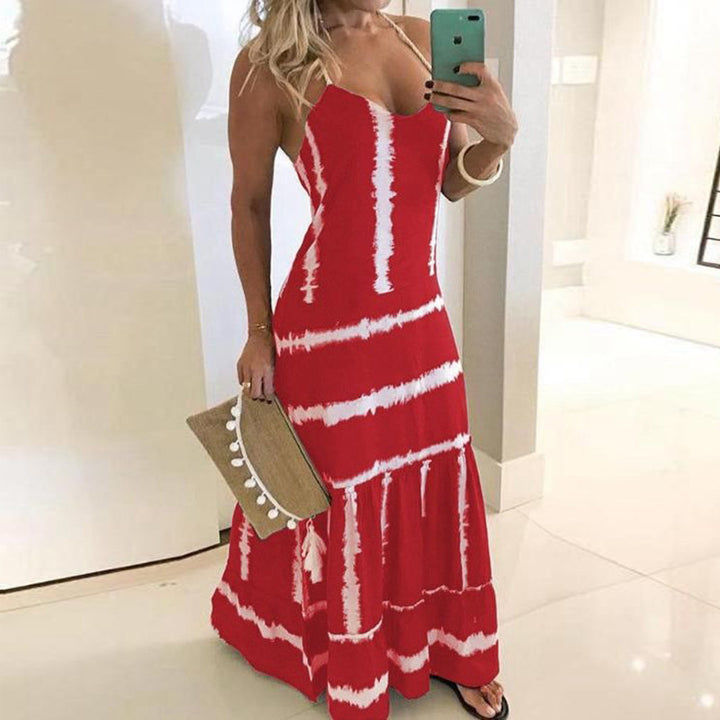 Robe maxi à bretelles spaghetti pour femmes avec détails de florescence Levoire