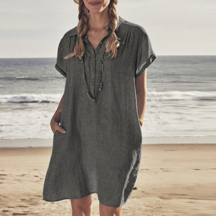 Levoire | Robe D'Été Décontractée À Boutons Gris foncé