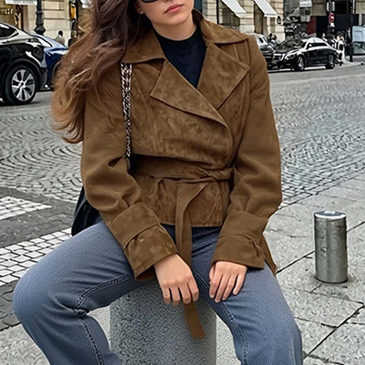 Veste en suédine pour femmes avec ceinture et confort luxueux Levoire