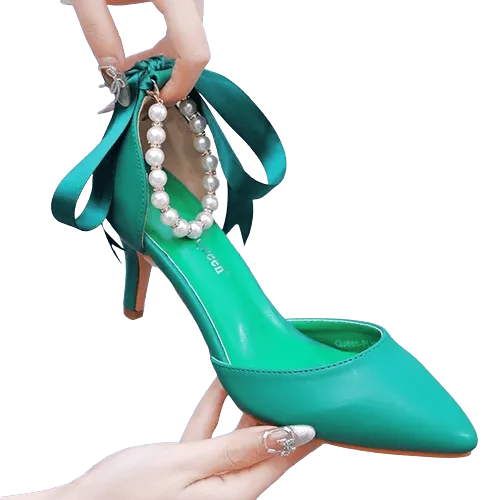 Levoire | Chaussures élégantes avec des perles et une boucle Vert