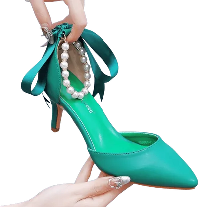 Levoire | Chaussures élégantes avec des perles et une boucle Vert