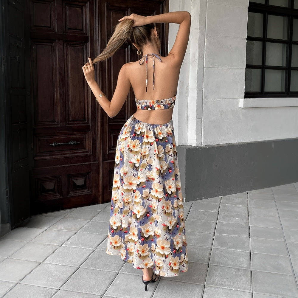 Robe maxi pour femme avec design floral et haut sans bretelles Levoire