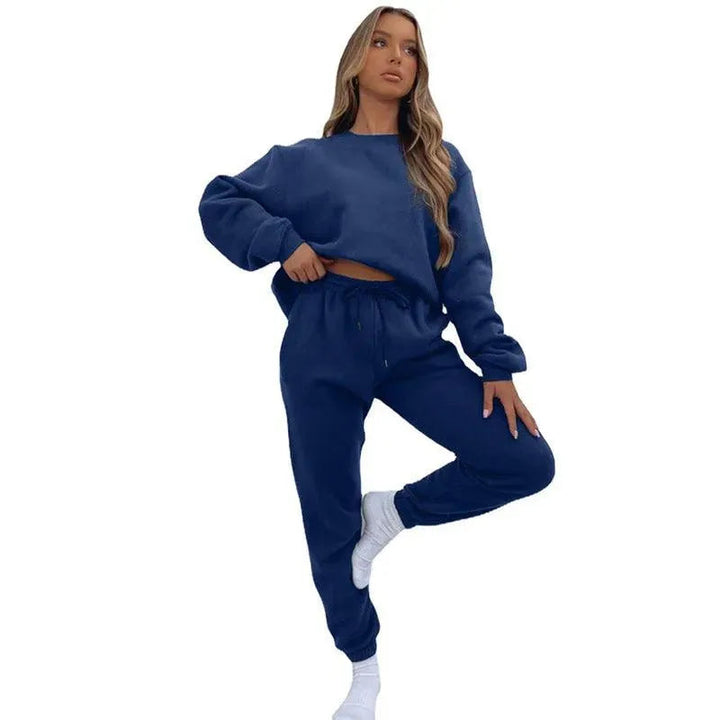 Levoire | Ensemble décontracté et à la mode avec un col rond fixe pour femmes Bleu foncé