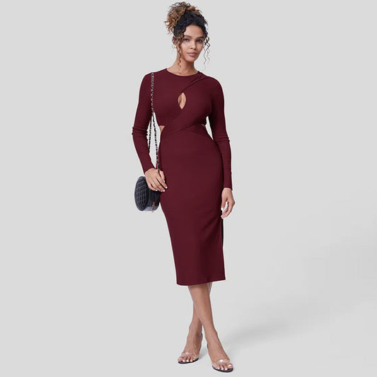 Levoire | Élégant Robe bodycon à manches longues Bordeaux