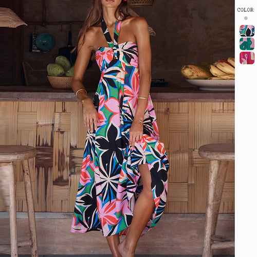 Robe maxi femme avec encolure extensible sans bretelles et imprimé floral Levoire