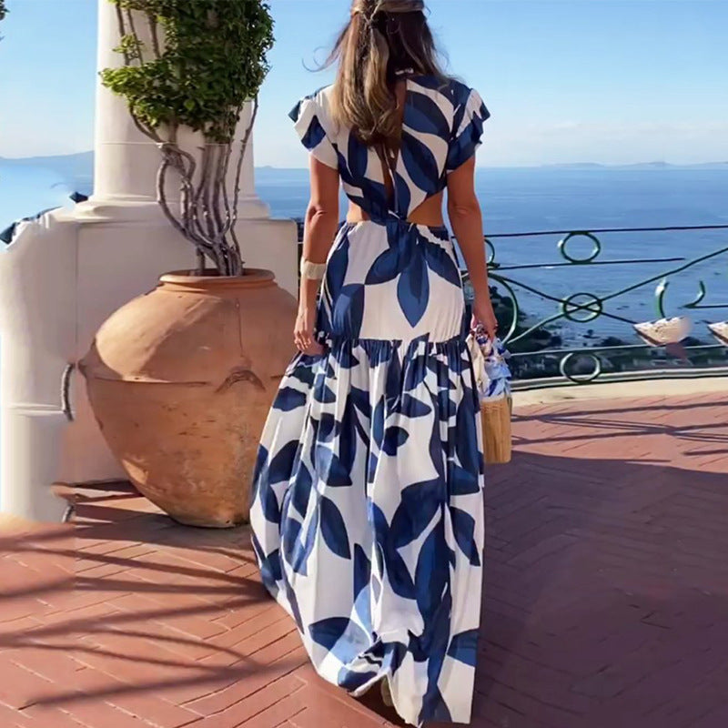 Robe maxi pour femmes avec coupe ajustée et détails de volants volumineux Levoire