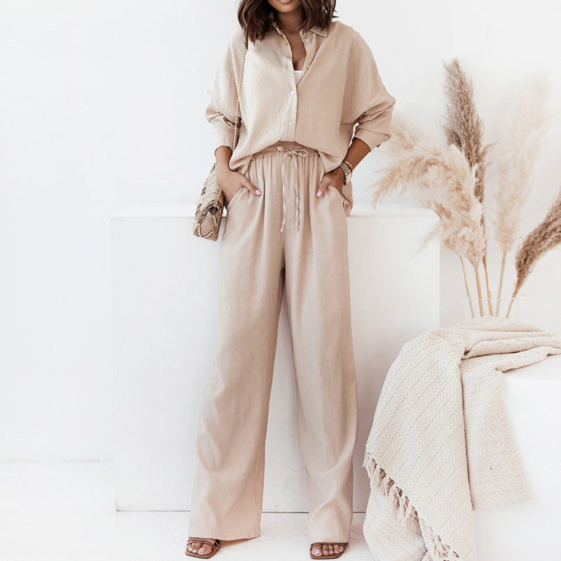 Ensemble décontracté femme deux pièces avec chemise douce et pantalon confortable Levoire