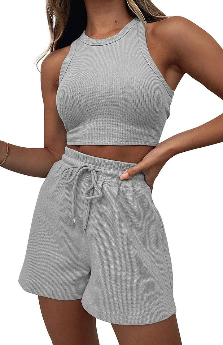 Levoire | Shorts de loisirs tendance unis avec un gilet Gris