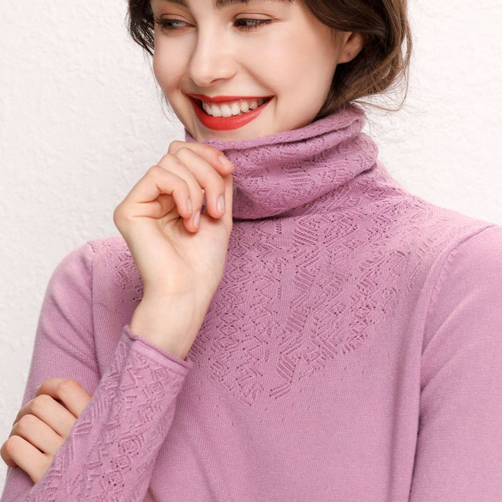 Pull pour femmes à col montant avec un motif texturé fin Levoire