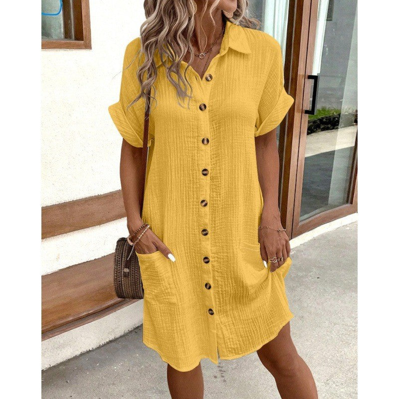 Levoire | Robe en lin à encolure en V avec boutons en coton