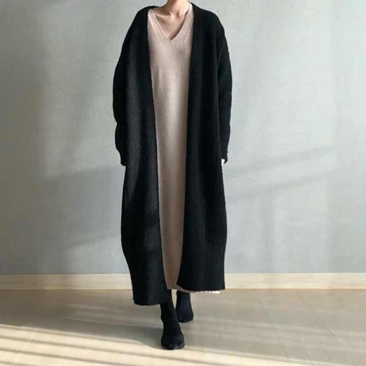 Levoire | Élégant Et Confortable Long Manteau Noir Une taille