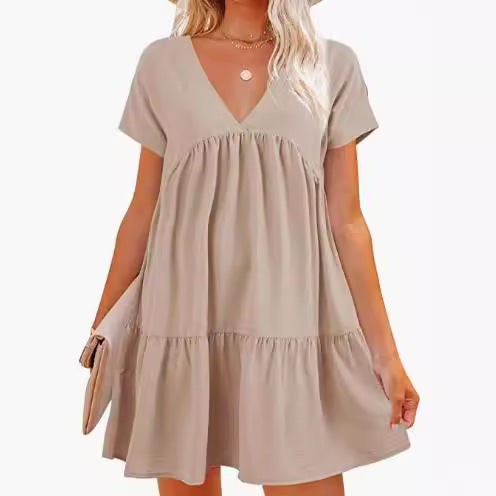 Robe femme à col en V avec un ourlet large et flottant Levoire