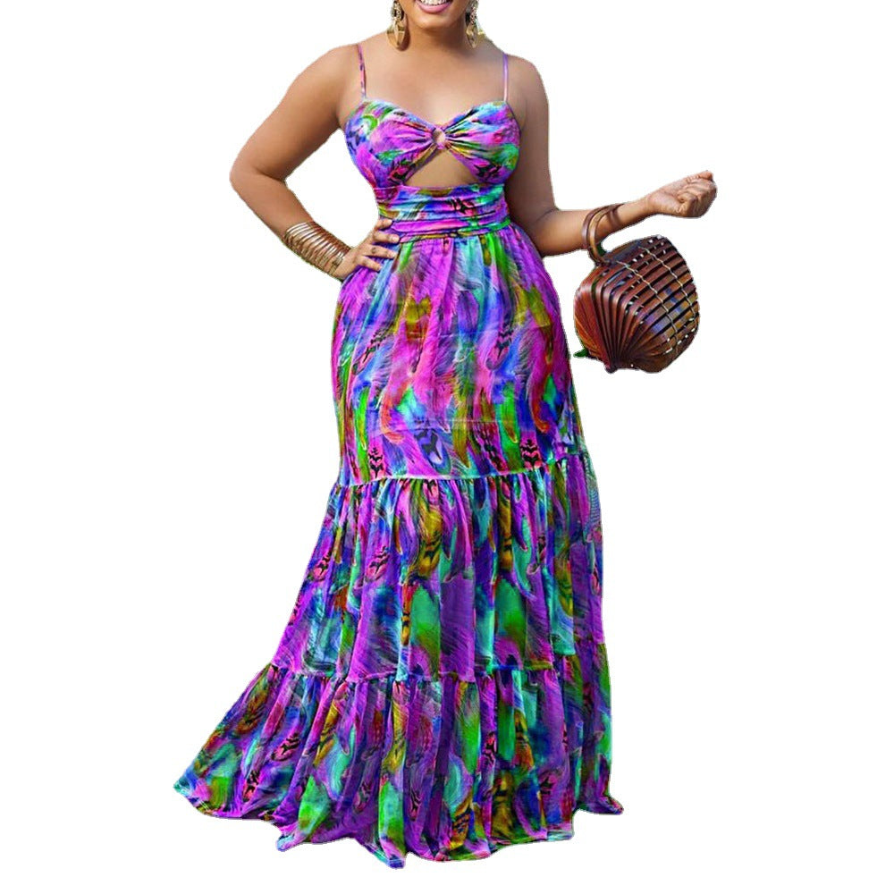 Levoire | Robe Maxi à Imprimé Élégant avec Dos Dégagé