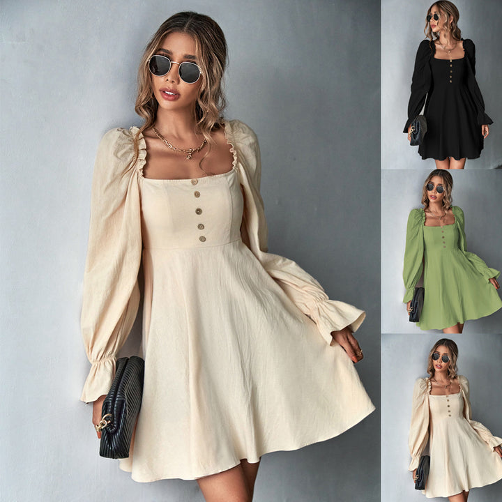 Robe mini femme avec manches ballon et détails de boutons Levoire