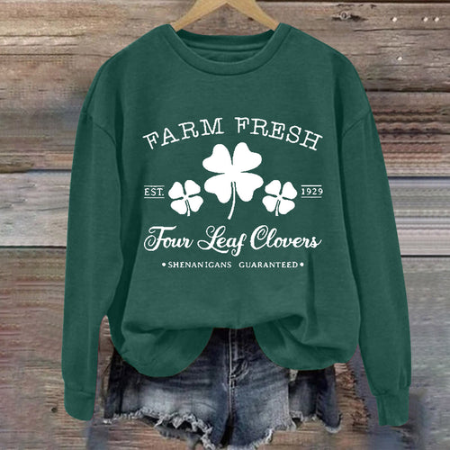 Sweat-shirt de loisirs pour femmes avec motif de trèfle inspiré du vintage et coupe confortable Levoire